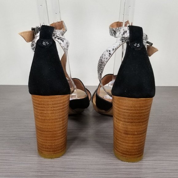 Halogen Haley Crisscross Strap Sandal, Snakeskin Black Leather, Womens Size 11 M - Picture 5 of 11